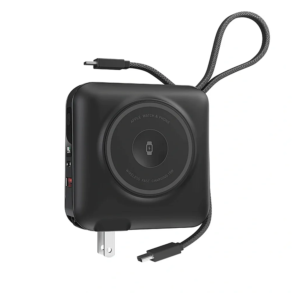 фото Внешний аккумулятор WiWU All-Round Qi 6 в1 Wi-P051 15000mAh 45W USB/Type-C/кабель Type-C, Lightning (черный)