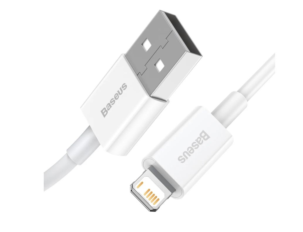 фото Кабель Baseus Superior Series 2.4A (USB) на (Lightning) (CALYS-02) 25см силикон (белый)