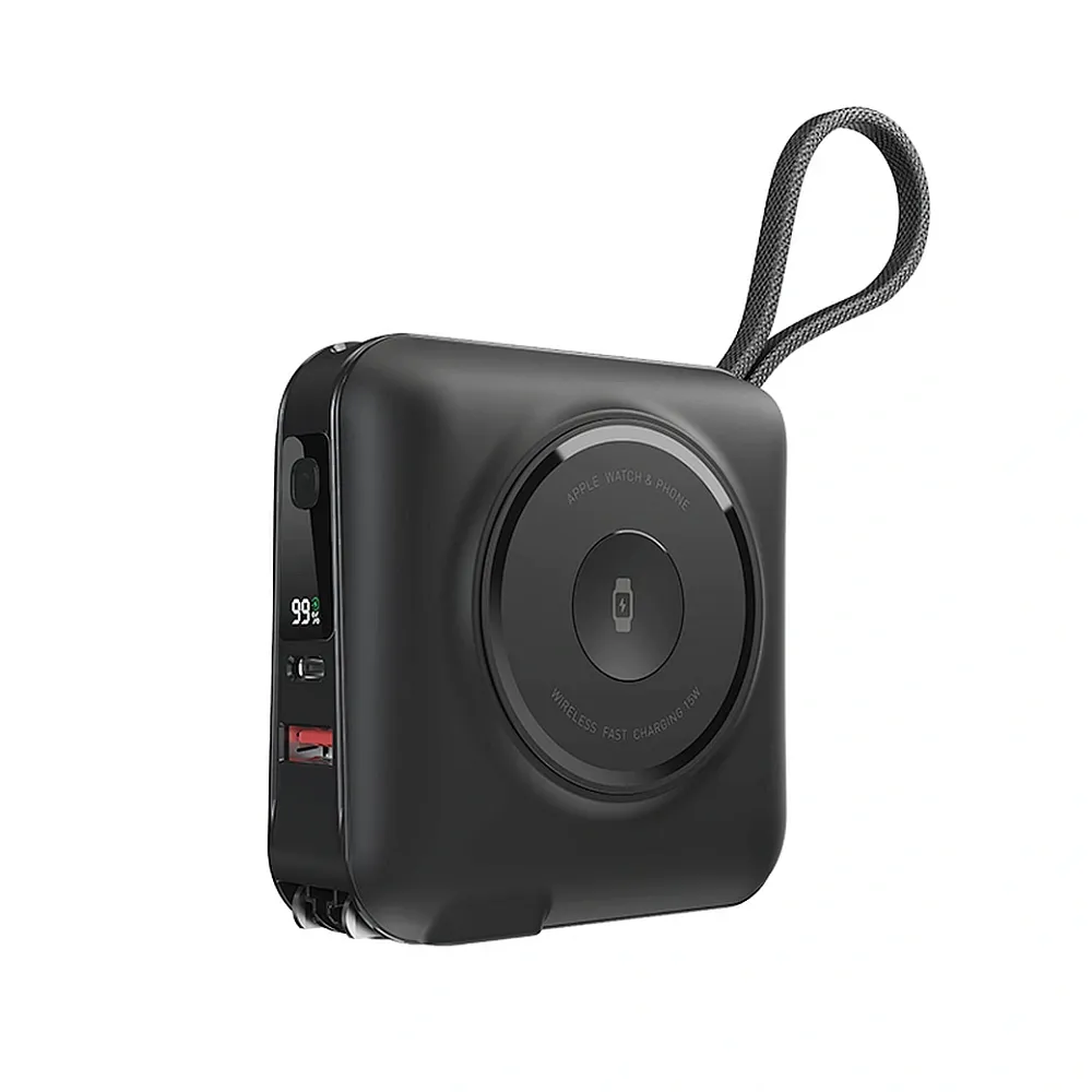 Внешний аккумулятор WiWU All-Round Qi 6 в1 Wi-P051 15000mAh 45W USB/Type-C/кабель Type-C, Lightning (черный)