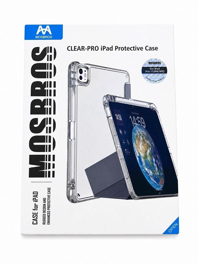 фото Чехол-книжка Mosbros Clear-Pro для Apple iPad Pro 11 (2020/2021/2022)/Air 4/5/Air 11 (2024/2025) с подставкой и отделением под стилус (темно-синий)