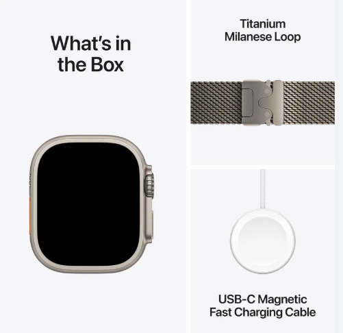 Apple Watch Ultra 2 (2024) 49mm Natural Titanium Case with Natural Titanium Milanese Loop (M)
