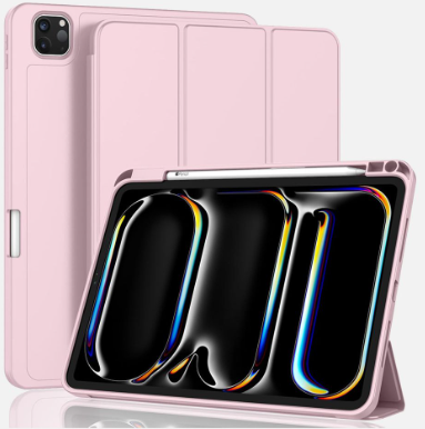 фото Чехол-книжка Mosbros для Apple iPad Pro 11 (2024) (полиуретан с подставкой/отсек для стилуса) (розовый)