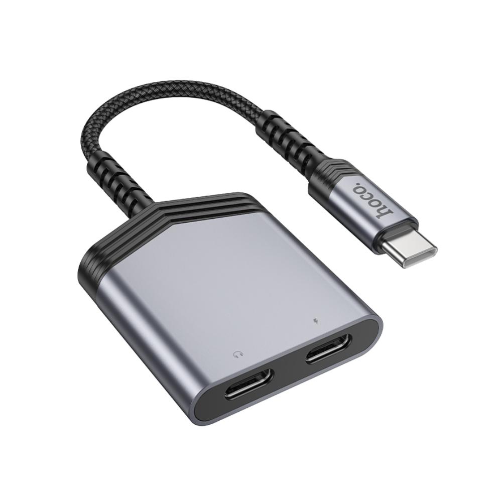 фото Адаптер Hoco LS40 Type-C на 2хType-C/ 15см (Metal Gray)