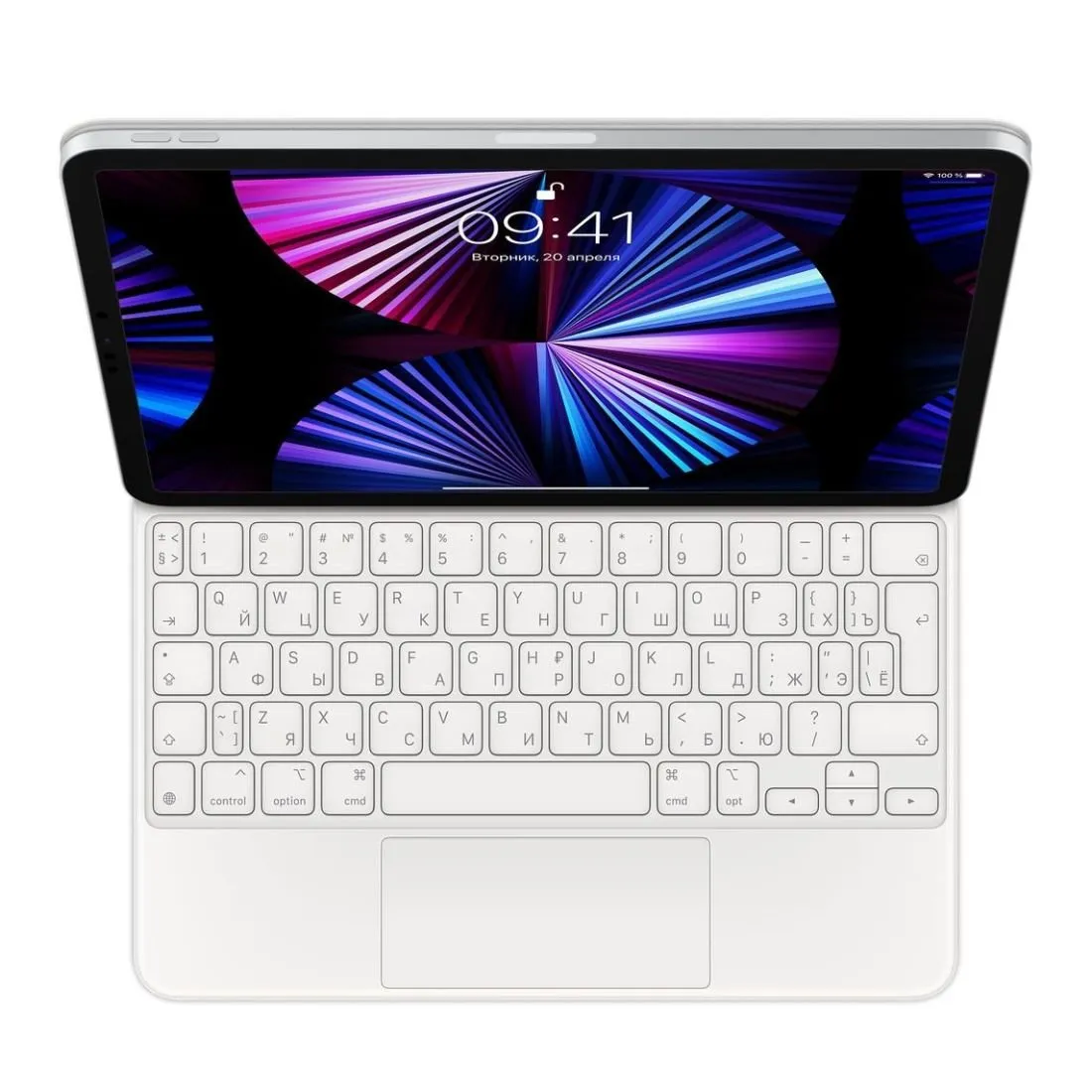 Клавиатура Apple Magic Keyboard with Trackpad для iPad Pro 11 (1th,2th,3th gen) и iPad Air (4th gen) русская (нейлон с подставкой) (белый) (MJQJ3) б/у