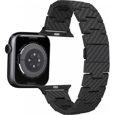 фото Ремешок PITAKA Retro для Apple Watch 38/40/41/42/44/45/49mm карбоновый (арамид) черно-серый