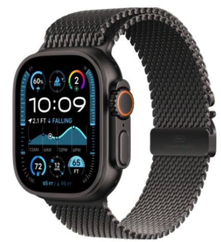 Apple Watch Ultra 2 (2024) 49mm Black Titanium Case with Black Titanium Milanese Loop (L)