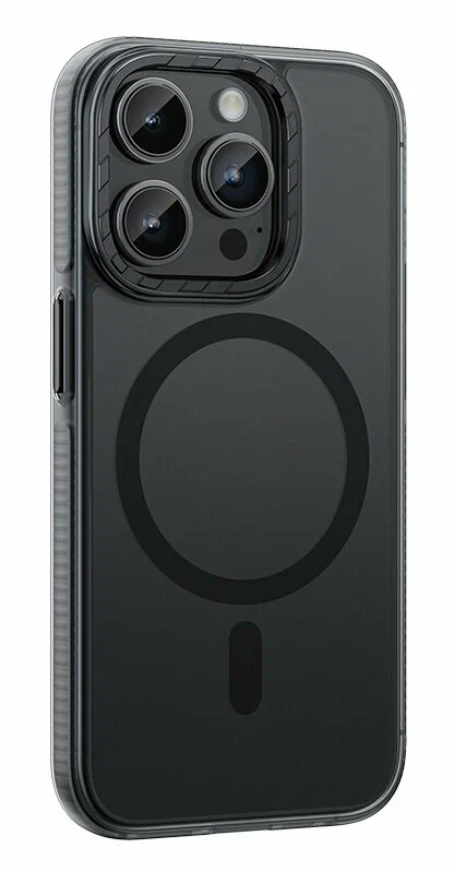 фото Чехол-накладка Hoco Drop Proof Magsafe для iPhone 15 Plus противоударный (пластик/матовый) (прозрачно-черный)