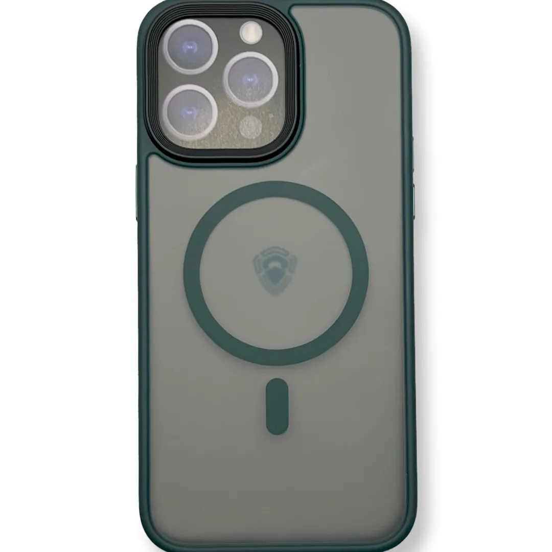 фото Чехол-накладка Dfansdesign Magsafe Case для Apple iPhone 13 Pro пластиковый (зеленая рамка)