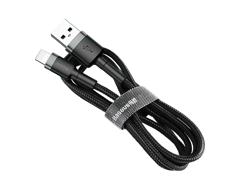 фото Кабель Baseus Horizontal Data Cable 2.4A (USB) на (Lightning) (CALSP-A01) 50см тканевая оплётка (черный)