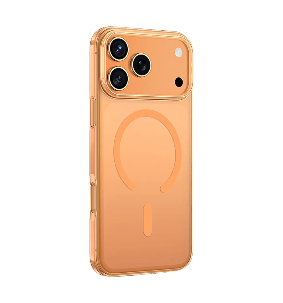 фото Чехол-накладка Keephone Hybrid Pro MagSafe для Apple iPhone 17 Pro Max пластиковый (прозрачно-оранжевый)