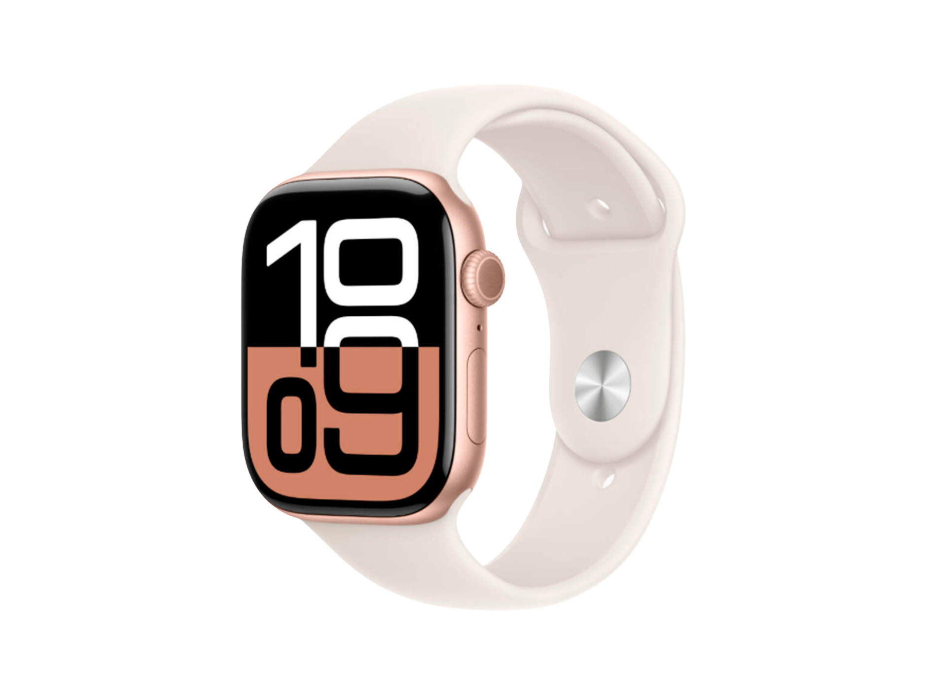 Apple Watch Series 10 42mm Rose Gold Aluminum Case with Starlight Sport Band (S/M)