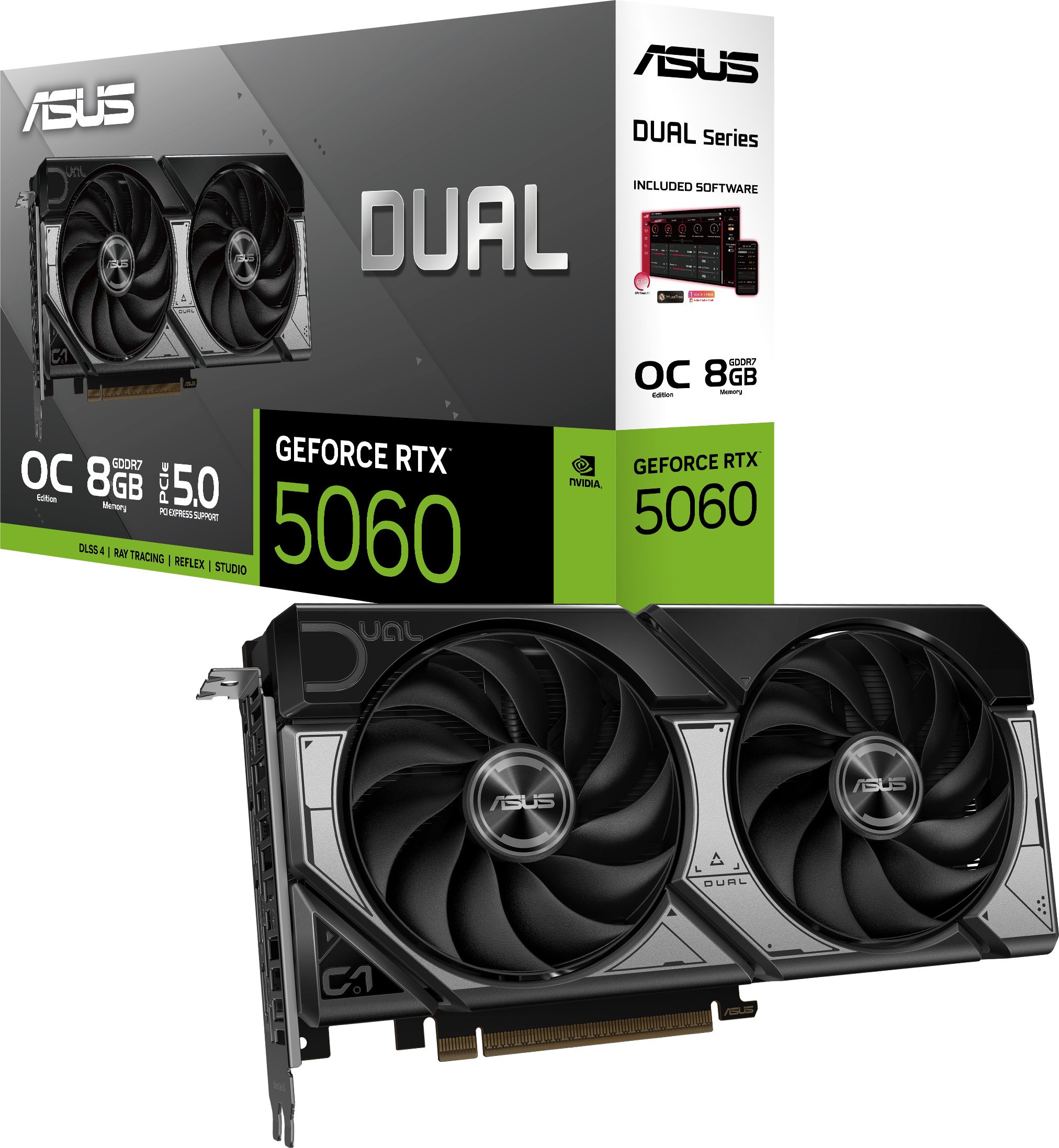 Видеокарта ASUS (DUAL-RTX5060-O8G) GeForce RTX 5060 8GB DUAL OC (90YV0N12-M0NA00)
