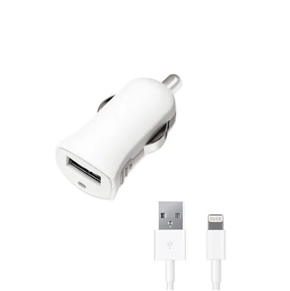 Автомобильное зарядное устройство Deppa (11250) 8-pin 1000mA (USB) на (Lightning) MFi 120 см (White)