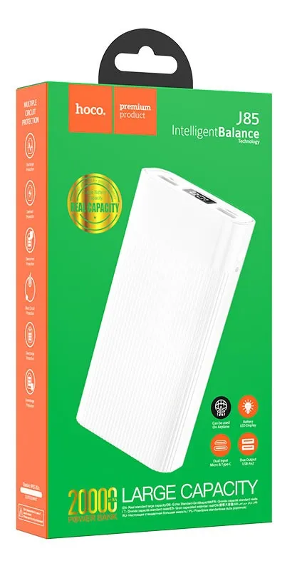 фото Внешний аккумулятор Hoco J85 Wellspring 20000mAh 20W /MicroUSB/Type-C/2хUSB (белый)