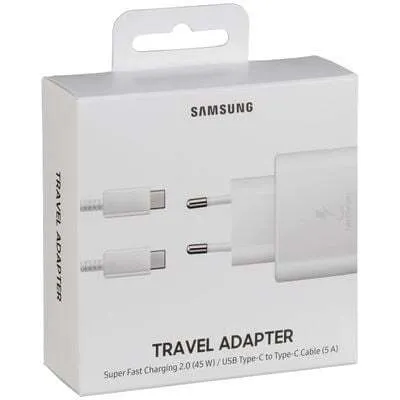 фото Сетевое зарядное устройство Samsung Super Fast Charger USB Type-C 45W + Cable Type-C (белый)
