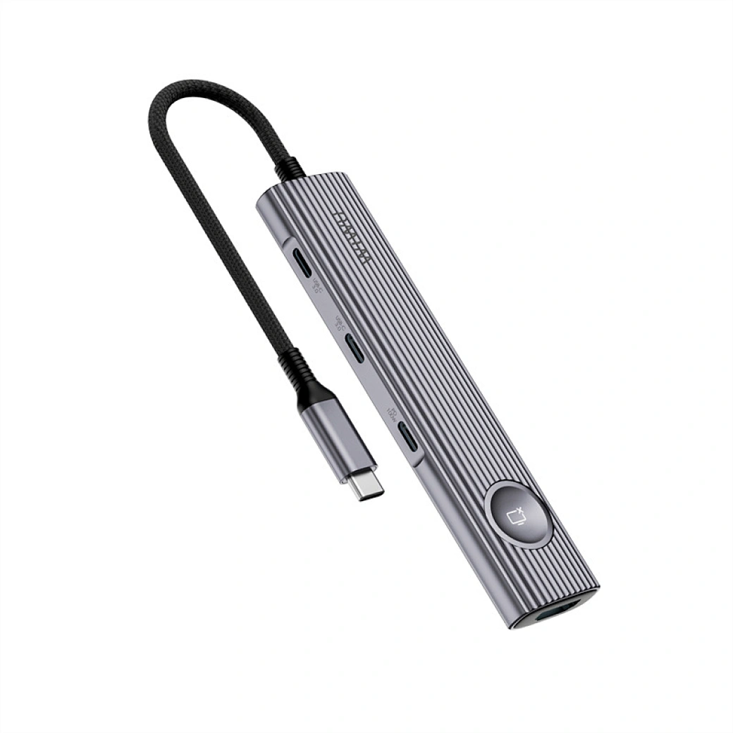 Адаптер Wiwu Travel 8 в 1 Type-C на USB 3.0х2/SD/TF/HDMI/DATA (WI-HB8001) (Grey)