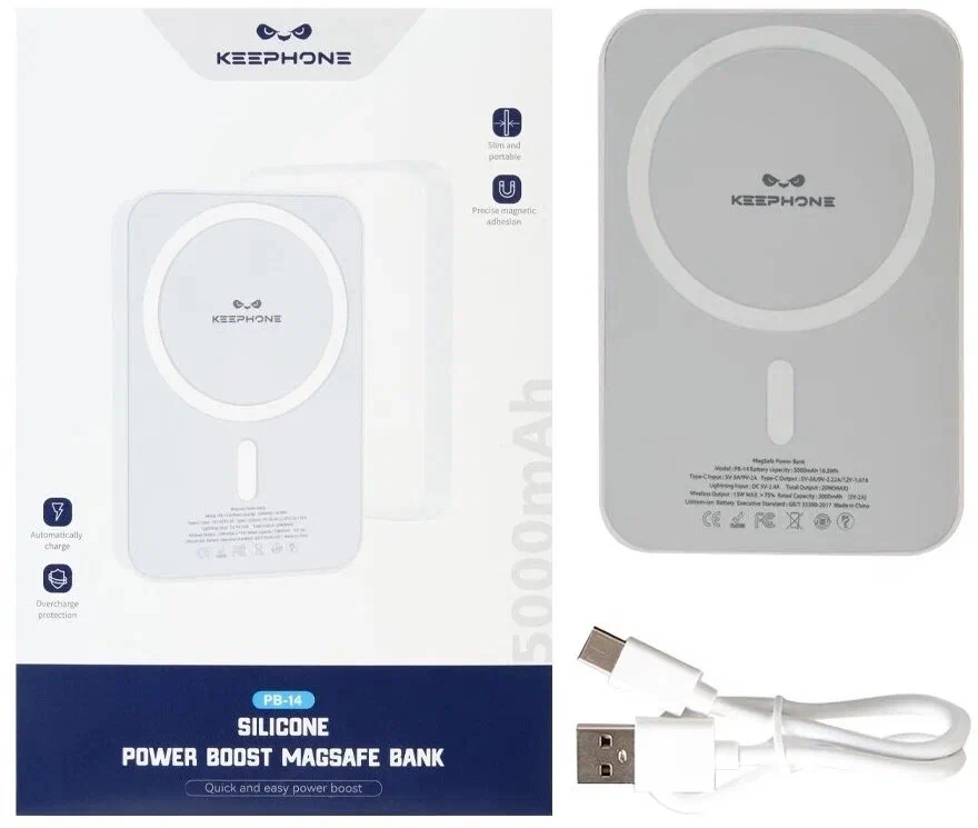 фото Внешний аккумулятор Keephone Fast Charging Magsafe Power Bank 15W 5000mAh (белый)