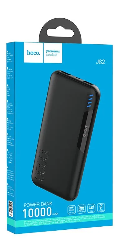 фото Внешний аккумулятор Hoco J82 Easylink 10000mAh USB/MicroUSB/Type-C/2хUSB (черный)