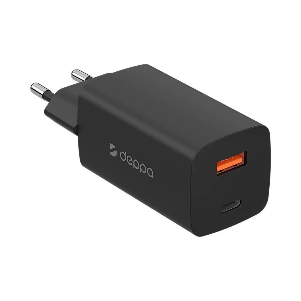 фото Сетевое зарядное устройство Deppa (11435) Wall charger gan 65W 3.0А USB/Type-C (черный)