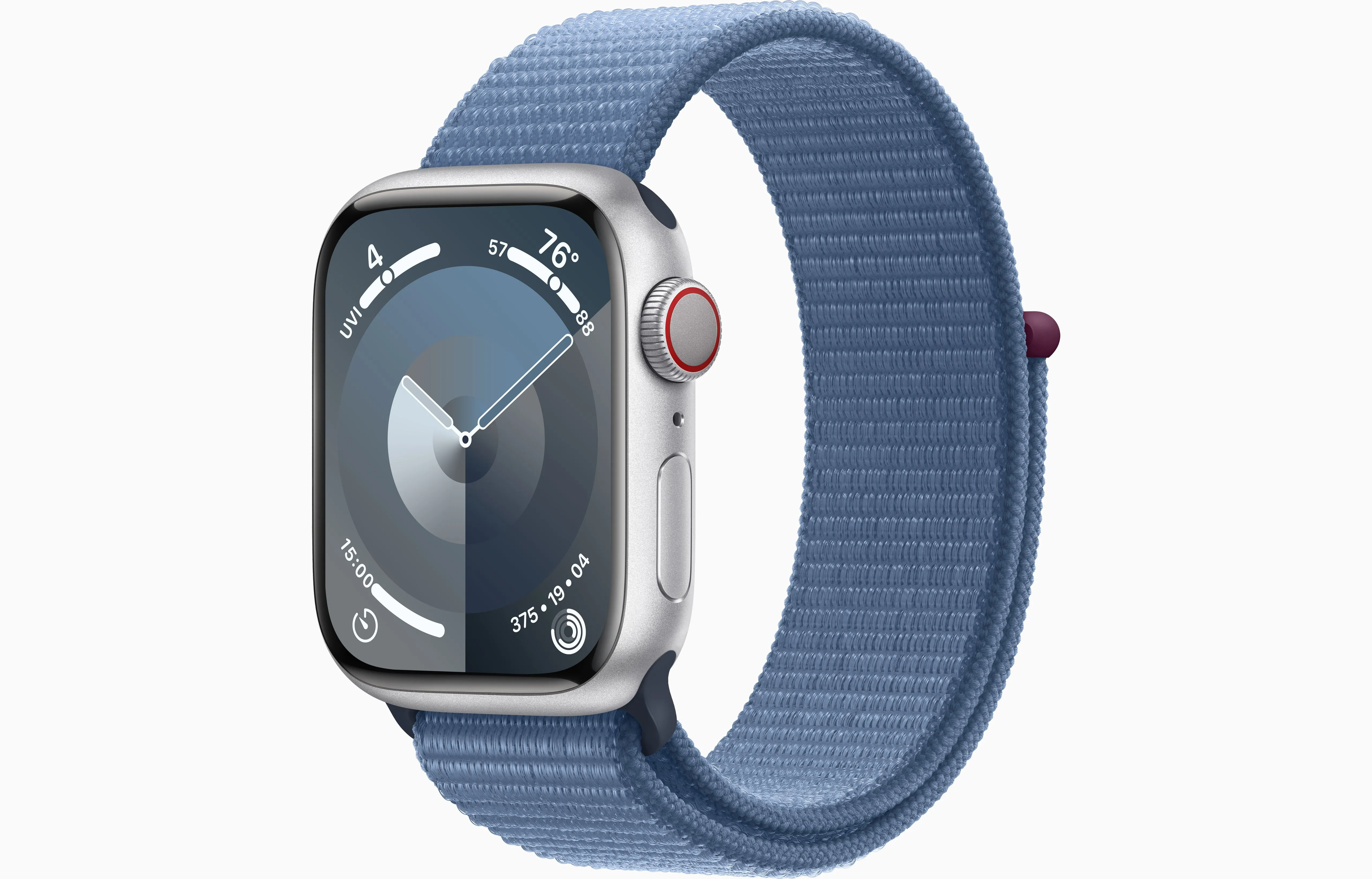 Apple Watch Series 9 41mm (GPS+Cellular) Silver Aluminum Case with Winter Blue Sport Loop (MRHX3)