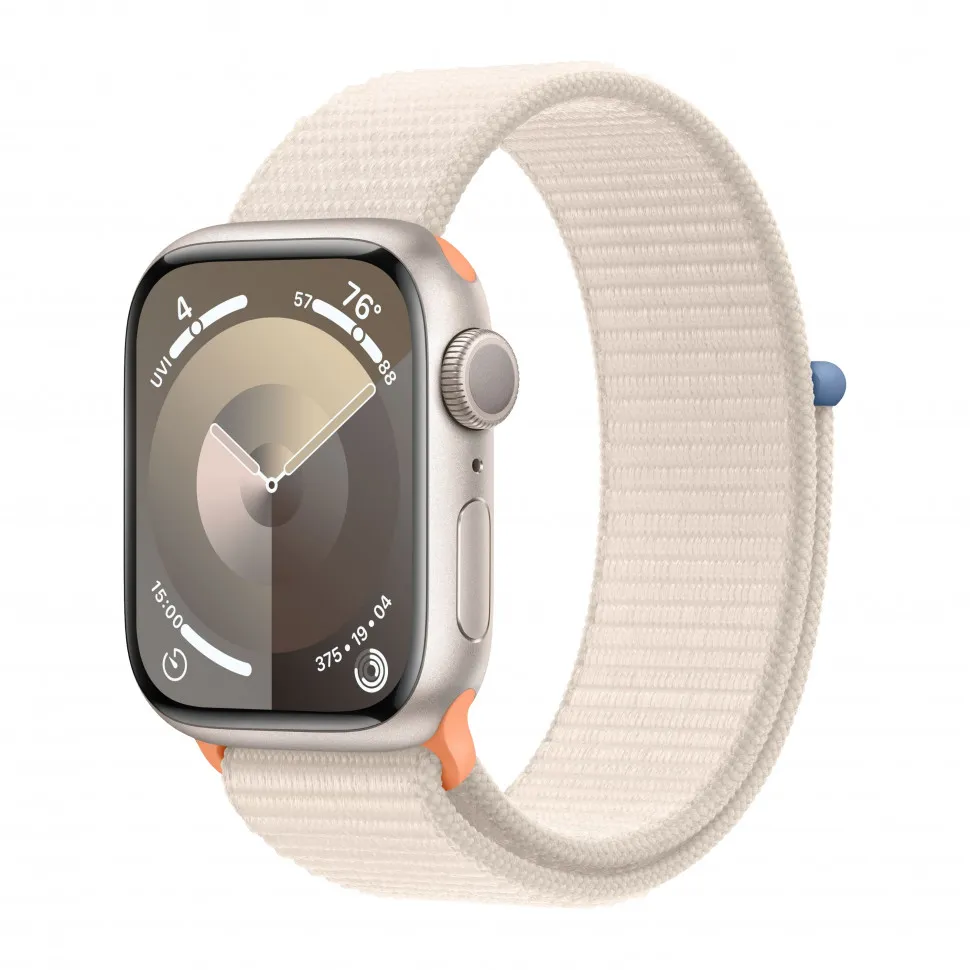 Apple Watch Series 9 41mm (GPS+Cellular) Starlight Aluminum Case with Starlight Sport Loop (MRHQ3)