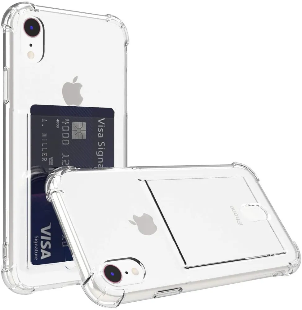 фото Чехол-накладка Card Case для iPhone Xr силикон c держателем для карт (прозрачный)