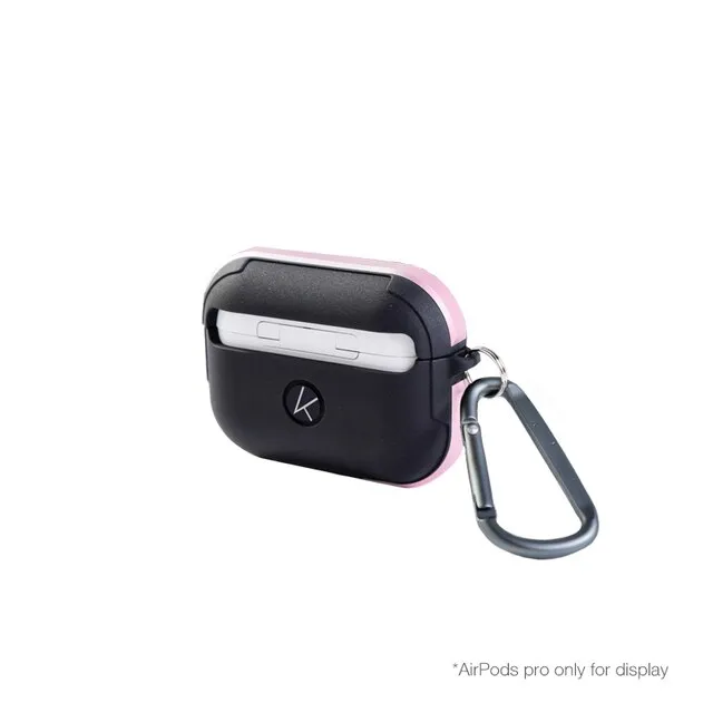 фото Чехол K-Doo Protective Case для AirPods 3 силиконовый с карабином (черный/розовый бампер)