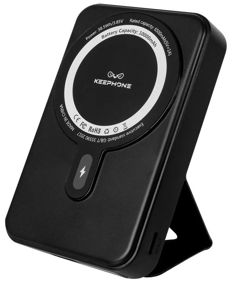 фото Внешний аккумулятор Keephone Snap Stand PD 20W Magsafe Power Bank с подставкой 15W 10000mAh (черный)