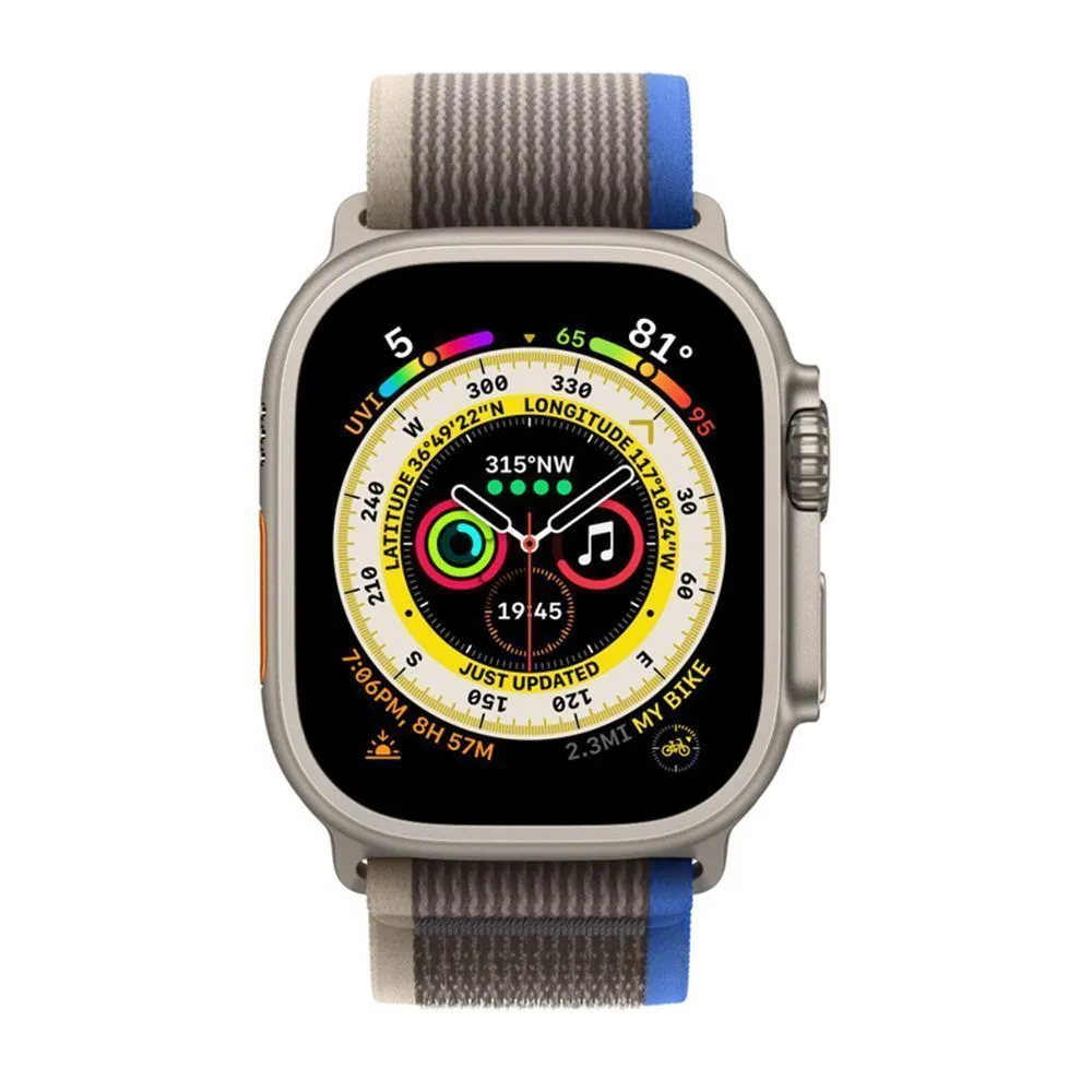 Apple Watch Ultra 49 mm (GPS+Cellular) Titanium Case Blue/Gray Trail Loop (M/L) (MQFF3/MQF33/MQFV3)