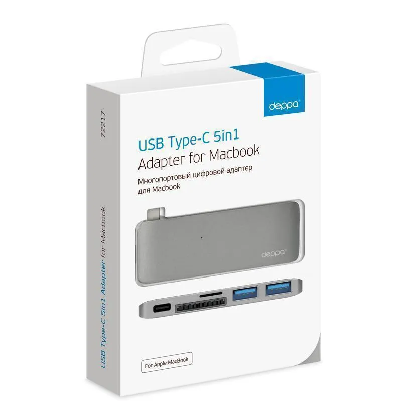 фото Адаптер Deppa USB-Type C для Macbook 5 в 1 (графит) (72217)