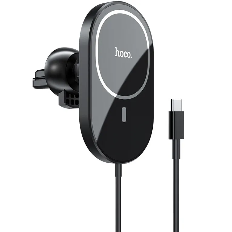 фото Автомобильный держатель Hoco (CA90) для смартфона Powerful magnetic wireless  charger in-car holder  (черный)