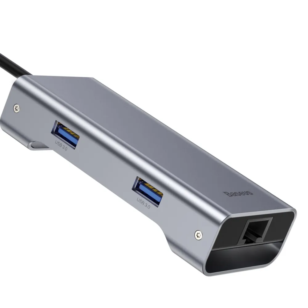 фото Адаптер Baseus Multi-functional Type-C на USB 3.0 х 3/HD4K/RJ45/PD (Deep Gray)