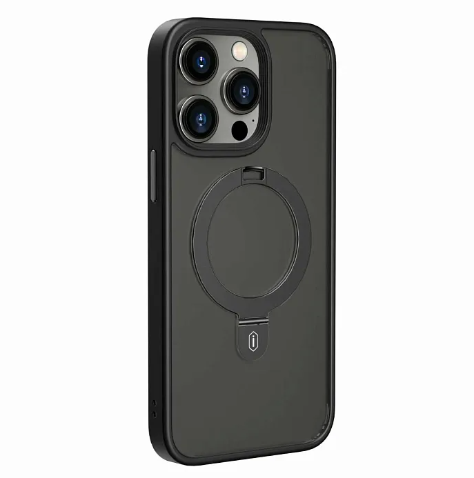 фото Чехол-накладка Mutural MagSafe Series для iPhone 15 Pro (пластик/кольцо-держатель) матовый (черная рамка)