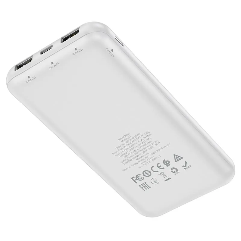 фото Внешний аккумулятор Hoco J82 Easylink 10000mAh USB/MicroUSB/Type-C/2хUSB (белый)