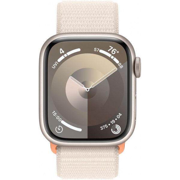 Apple Watch Series 9 45mm (GPS) Starlight Aluminum Case with Starlight Sport Loop (MR983)