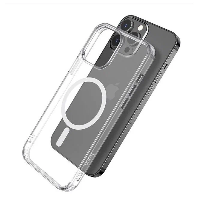 фото Чехол-накладка Hoco Magnetic Series TPU для iPhone 15 Pro силиконовый (прозрачный)