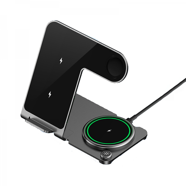 фото Беспроводное зарядное устройство WIWU Power Air 15W 3 в 1 для iPhone/Apple Watch/AirPods (Wi-W005) (черный)