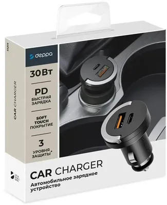 фото Автомобильное зарядное устройство Deppa (11211) Car Charger USB/Type-C/30W (черный)