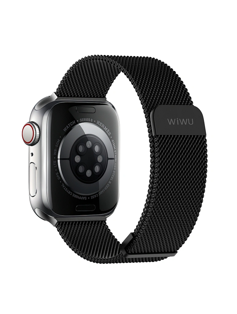 фото Ремешок WiWU Braid Magnetic для Apple Watch 42/44/45/49mm сталь (Wi-WB005) (черный)