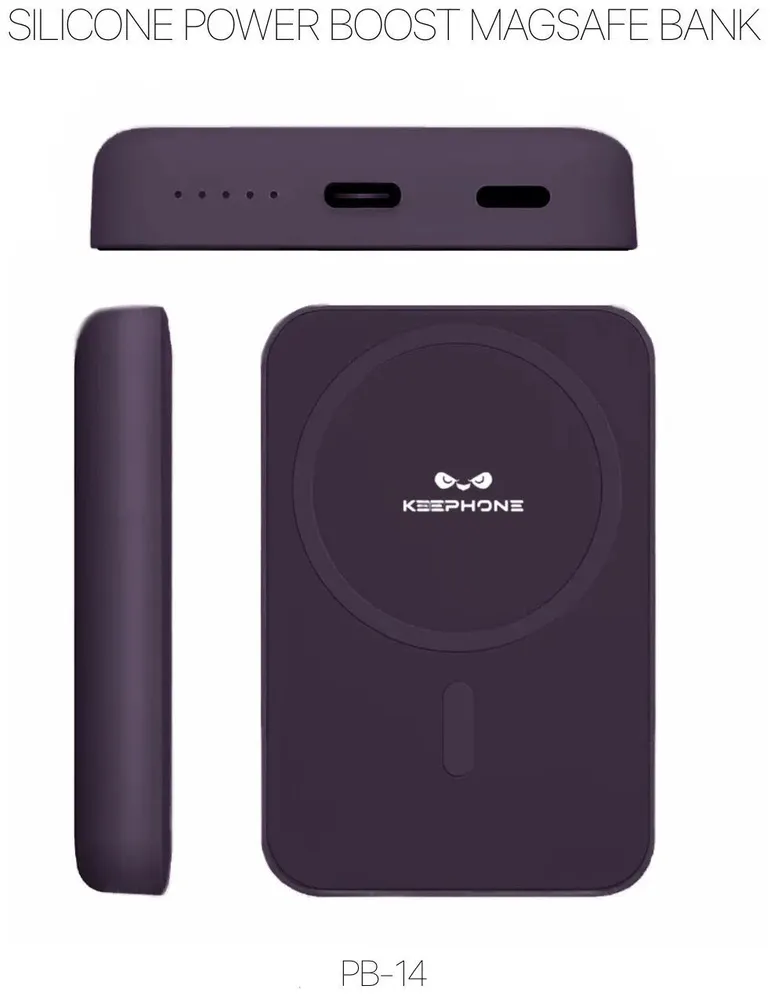 фото Внешний аккумулятор Keephone PB-14 Silicone Power Boost Magsafe Bank 15W 5000mAh (фиолетовый)