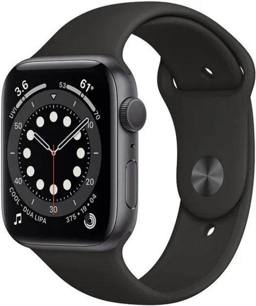 Apple Watch Series 6 44mm (GPS) Space Gray Aluminum Case with Black Sport Band (M00H3)