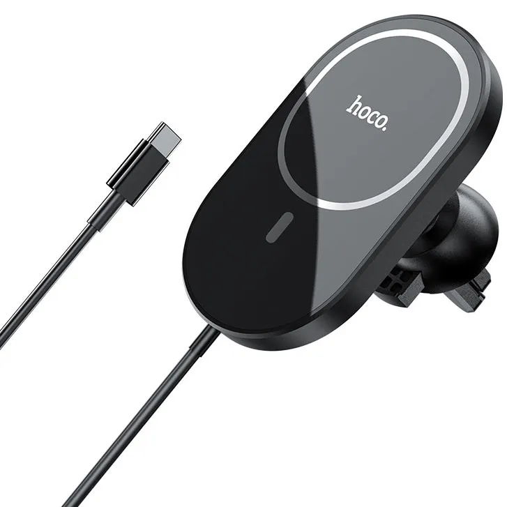 фото Автомобильный держатель Hoco (CA90) для смартфона Powerful magnetic wireless  charger in-car holder  (черный)