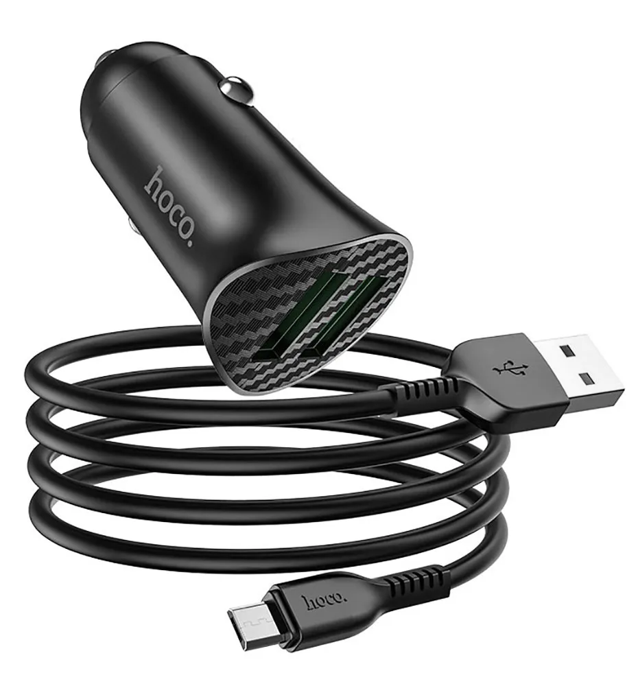 фото Автомобильное зарядное устройство Hoco Z39 Farsighted 2хUSB/кабель USB- Micro-USB 18W (черный)
