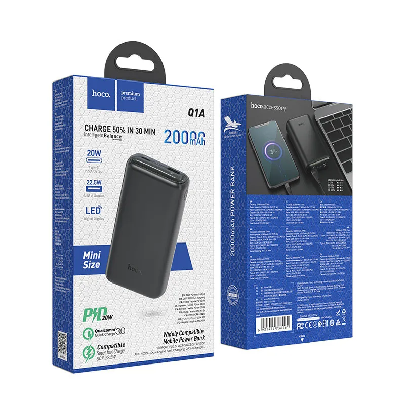 фото Универсальный внешний аккумулятор Hoco Q1A Kraft Fully Compatible 20000mAh USB/Type-C PD3.0 + QC3.0 (черный)