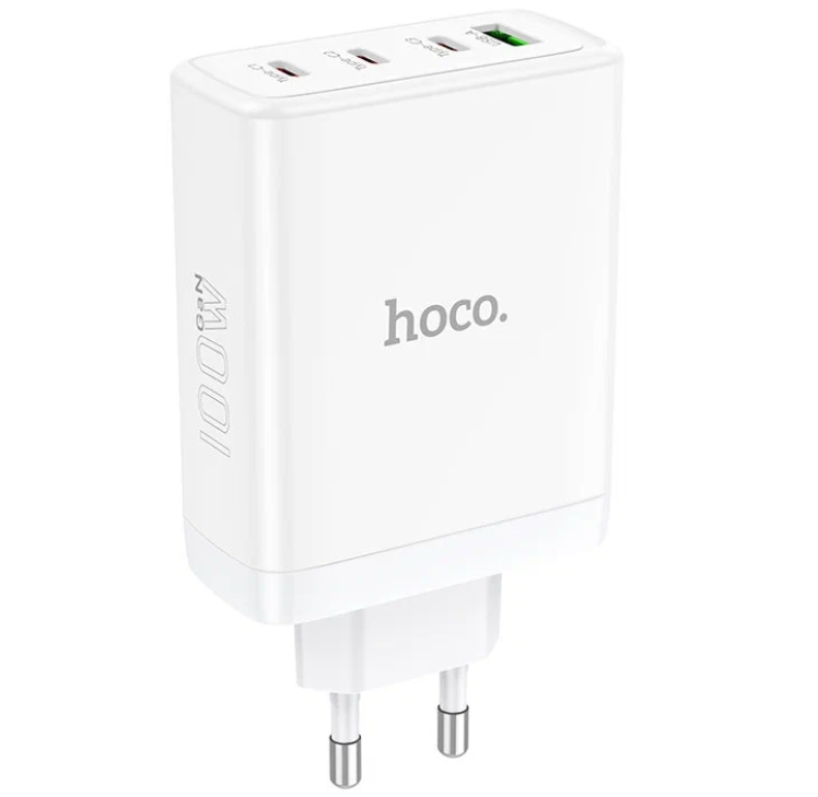 фото Сетевое зарядное устройство Hoco (N31) Leader USB/3xType-C PD 100W + кабель Type-C/Type-C 1m (белый)