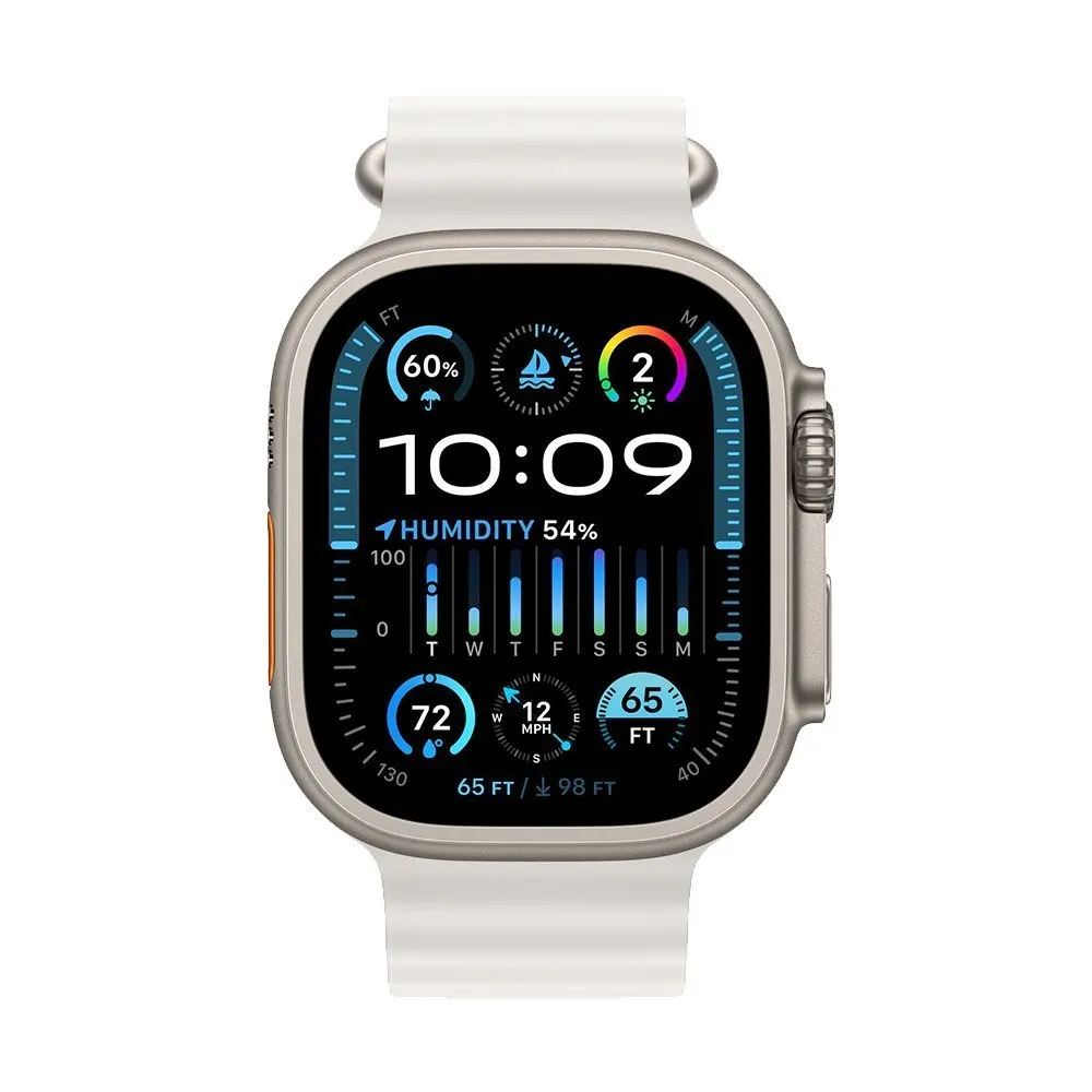 Apple Watch Ultra 2 49 mm (GPS+Cellular) Titanium Case White Ocean Band (One Size) (MREJ3/MRF93)