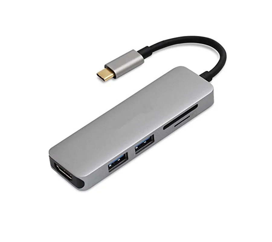 фото Адаптер Devia Leopard 2 Type-C на HDMI/USB 3.0/USB 2.0/PD 4 в 1 HUB (Grey) (329470)